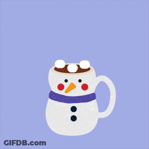 A Snowman Shaped Cup Of Hot Chocolate With A Heart Shaped Steam Coming Out Of It GIF