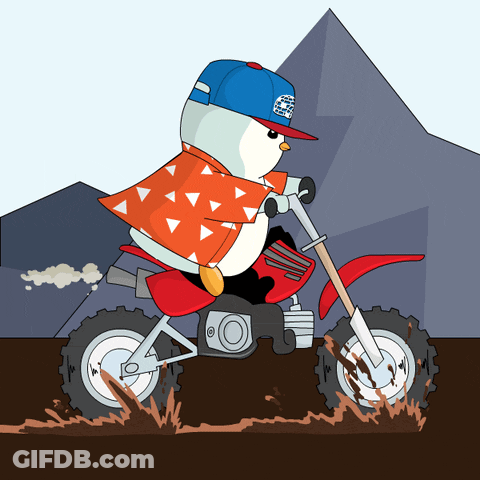 A Snowman Wearing A Blue Hat With The Letter S On It Is Riding A Dirt Bike GIF