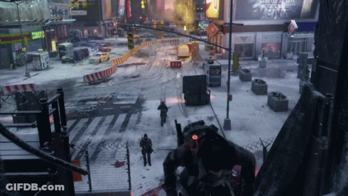 A Snowy City Street With A Sign That Says ' Limited Edition ' GIF