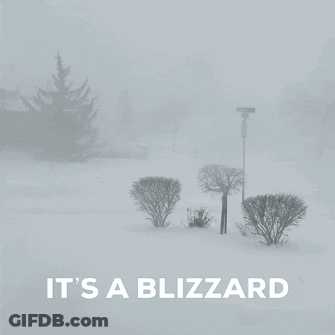 A Snowy Scene With The Words " It 'S A Blizzard " On The Bottom GIF