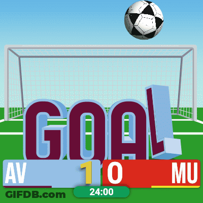 A Soccer Ball Is Flying Over A Goal With A Score Of 1-0 GIF