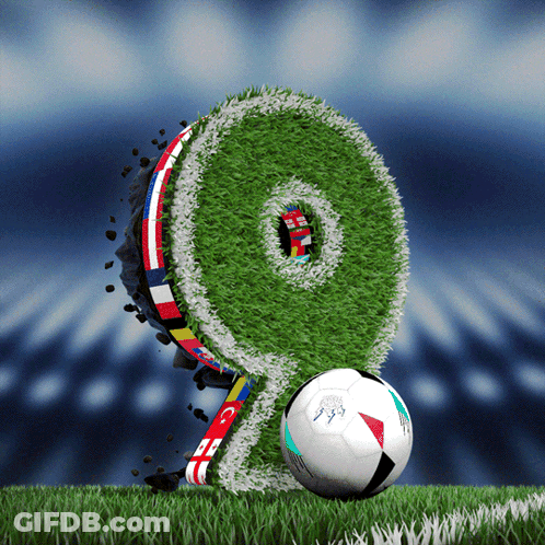 A Soccer Ball On A Field With The Number 9 On It GIF