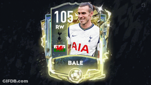 A Soccer Card Of Bale With The Number 105 Rw On It GIF