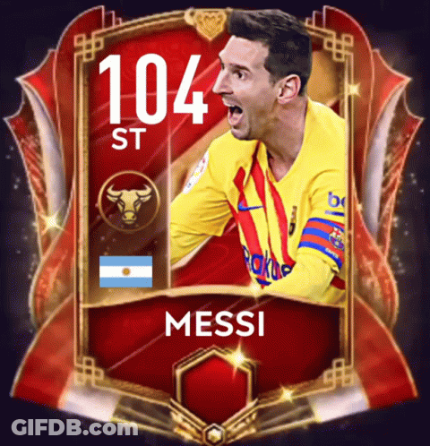 A Soccer Card Of Messi With The Number 104 On It GIF