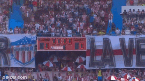 A Soccer Field With A Banner That Says " Blanco Sur " GIF