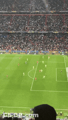 A Soccer Field With A Banner That Says Copa GIF