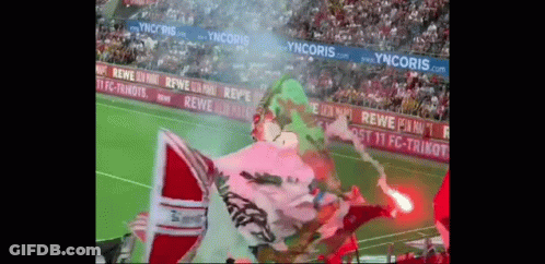 A Soccer Field With A Banner That Says Yncoris.com GIF