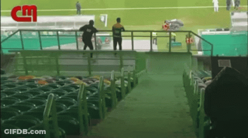 A Soccer Field With A Cm Logo On The Bottom Right GIF