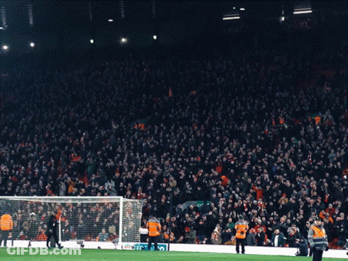 A Soccer Field With A Crowd And A Sign That Says ' Stv ' GIF