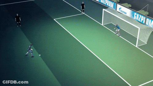 A Soccer Field With A Gazprom Banner On The Side GIF