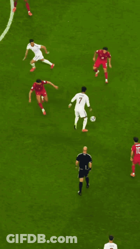 A Soccer Field With A Visa Banner Behind The Net GIF