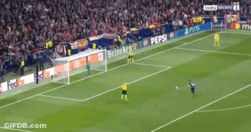A Soccer Field With Advertisements For Pepsi And Heineken On The Side GIF