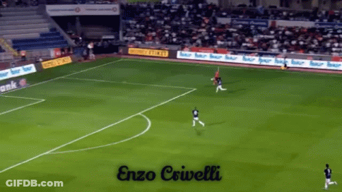 A Soccer Field With The Name Enzo Crivelli Written On The Bottom GIF