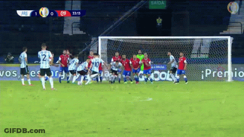 A Soccer Game Between Argentina And Chile Is Going On GIF