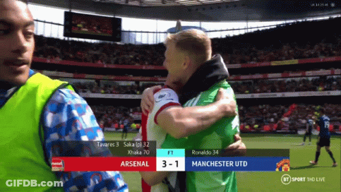 A Soccer Game Between Arsenal And Manchester Utd Is Being Broadcast On Bt Sport GIF