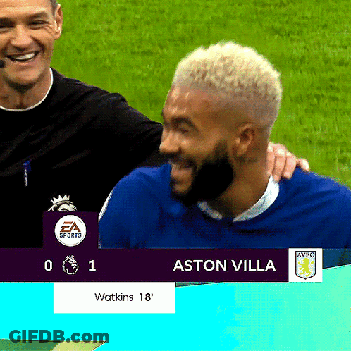 A Soccer Game Between Aston Villa And Watkins Is Being Played GIF