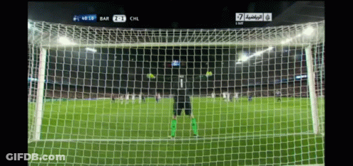 A Soccer Game Between Bar And Chl Is Being Shown On A Television Screen GIF