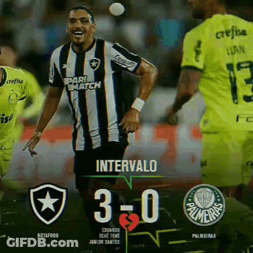A Soccer Game Between Botafogo And Palmeiras Is Being Played GIF
