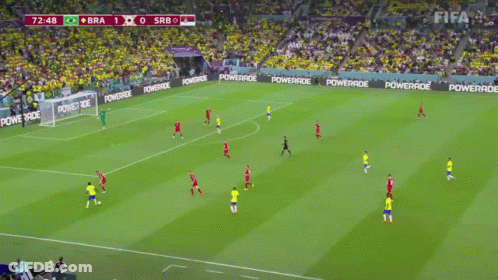 A Soccer Game Between Brazil And Srb With The Score At 1-0 GIF