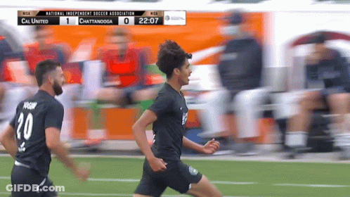 A Soccer Game Between Cal United And Chattanooga Is Being Played GIF