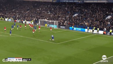 A Soccer Game Between Chelsea And Manchester United Is Being Shown On Tnt Sports GIF