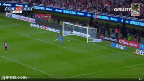 A Soccer Game Between Chivas And At&t Is Being Played GIF