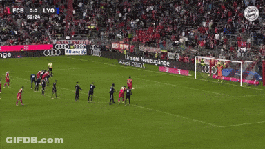 A Soccer Game Between Fcb And Lyo Is Being Played On A Sunny Day GIF