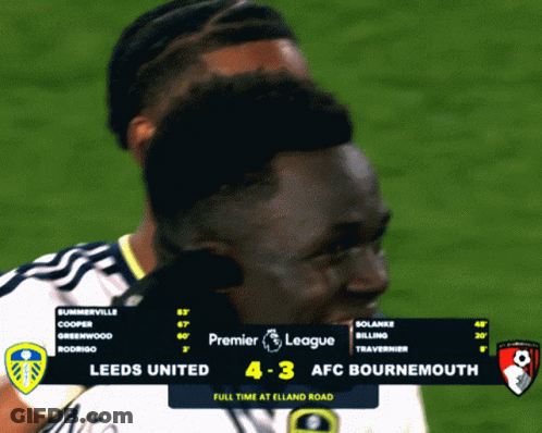 A Soccer Game Between Leeds And Afc Bournemouth GIF