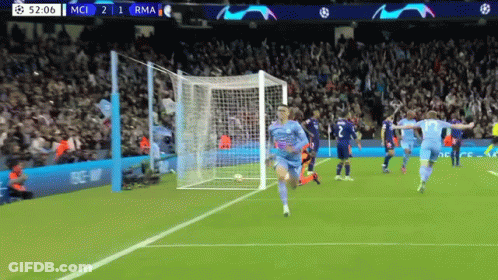 A Soccer Game Between Mci And Rma Is Being Played At 52:06 GIF