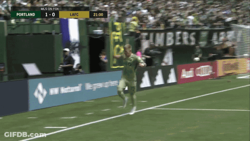 A Soccer Game Between Portland And Lafc Is Being Shown On Fox GIF