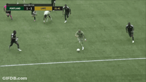 A Soccer Game Between Portland And Lafc Is Being Shown On Fox GIF