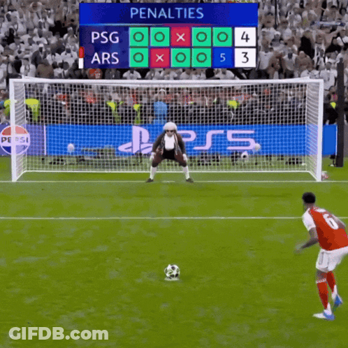 A Soccer Game Between Psg And Ars With Penalties On The Scoreboard GIF