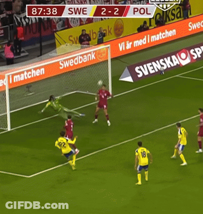 A Soccer Game Between Swe And Pol Is Being Played GIF