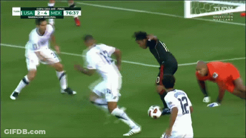 A Soccer Game Between The Usa And Mexico Is Being Played GIF