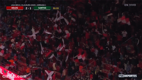 A Soccer Game Between Xolos And Santos Is Being Broadcasted On Fox Deportes GIF