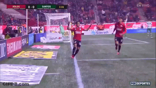 A Soccer Game Between Xolos And Santos Is Being Played GIF