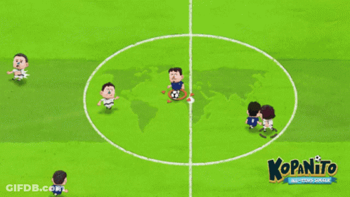 A Soccer Game Called Kopanito Is Being Played On A Green Field GIF