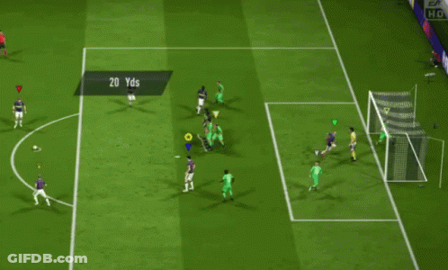 A Soccer Game Is Being Played And The Word Finally Is Displayed On The Screen GIF