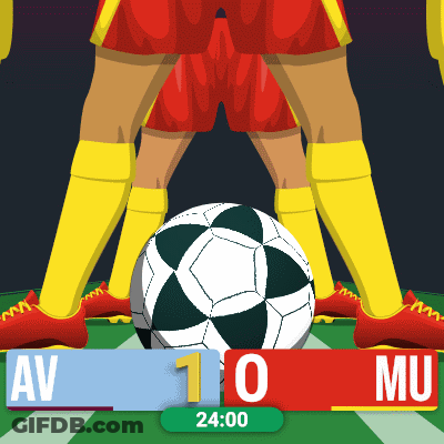 A Soccer Game Is Being Played Between Av And Mu And The Score Is 1-0 GIF