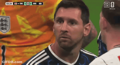 A Soccer Game Is Being Played Between England And Argentina With A Score Of 0 To 0 GIF