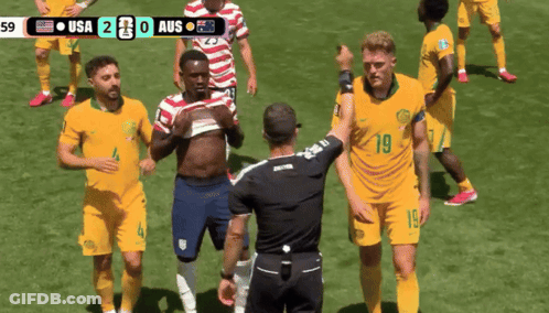 A Soccer Game Is Being Played Between Usa And Aus GIF