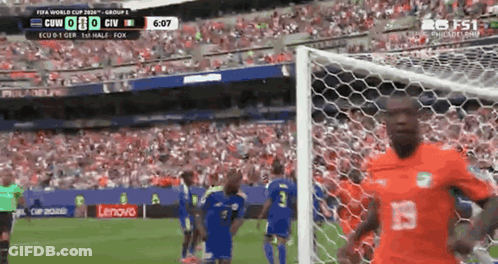 A Soccer Game Is Being Played In A Stadium And The Score Is 0-0 GIF