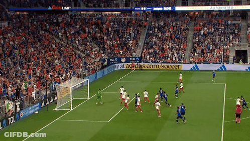 A Soccer Game Is Being Played In A Stadium Sponsored By Adidas GIF