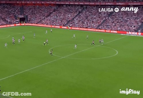 A Soccer Game Is Being Played In A Stadium Sponsored By Stihl And Laliga GIF