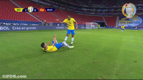 A Soccer Game Is Being Played In A Stadium That Says Copa America On It GIF