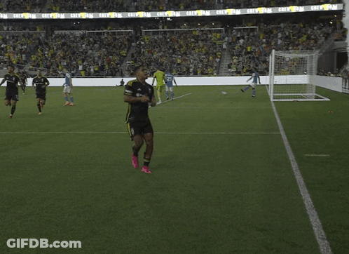 A Soccer Game Is Being Played In A Stadium That Says Crew On The Stands GIF