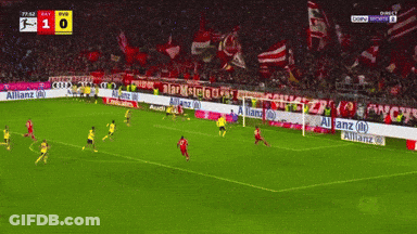 A Soccer Game Is Being Played In A Stadium With A Banner That Says Allianz GIF