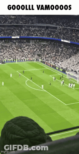 A Soccer Game Is Being Played In A Stadium With A Caption That Says Gooolll Vamoooos GIF