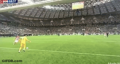 A Soccer Game Is Being Played In A Stadium With A Lot Of People Watching . GIF