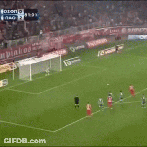 A Soccer Game Is Being Played In A Stadium With A Score Of 2 To 0 GIF